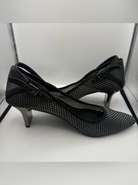 Charles & Keith Black Shoes Size 39 Mesh Cotton Excellent Condition 2"heels